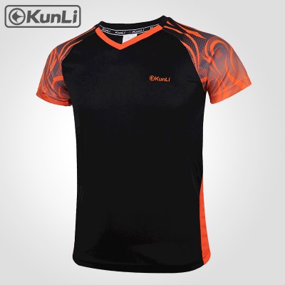 Kunli mens sportswear Custom design badminton tshirt badminton Tennis volleyball football jersey Breathable quick drying T-shirt