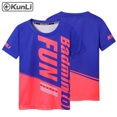 Kunli Kids sportswear Custom design Boys Girls badminton tshirt Tennis football jersey Breathable quick drying T-shirt