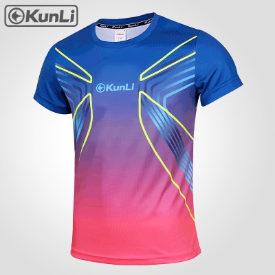 Kunli Custom design badminton tshirt mens sportswear badminton Tennis volleyball football jersey Breathable quick drying T-shirt