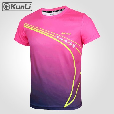 Kunli mens sportswear Custom design badminton tshirt badminton Tennis volleyball football jersey Breathable quick drying T-shirt