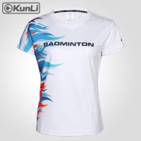 Kunli Custom design badminton tshirt women sportswear badminton Tennis volleyball jersey Breathable quick drying T-shirt